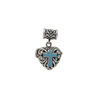 Pendanti ya Turquoise Heart Cross (Fedha)