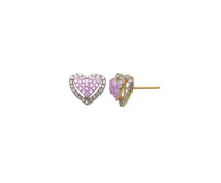 Cubic Zirconia Heart Stud Earrings (14K)