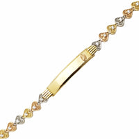 Tricolor Heart Zirconia ID Bracelet (14K).