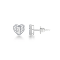 Diamond Baguette Cut Heart Stud Earring (14K)