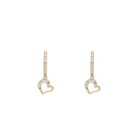 Cubic Zirconia Open Heart Drop Earrings (14K)