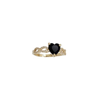 Zirconia Infinity Symbol-Accent Black Onyx Heart Ring (14K)