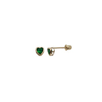 Mini Cubic Zirconia Heart Stud Earrings (14K)