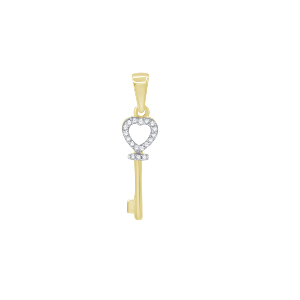 Diamond Heart Key Pendant (14K)