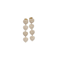 Heart Dangling Bezel Stud Earrings (14K)