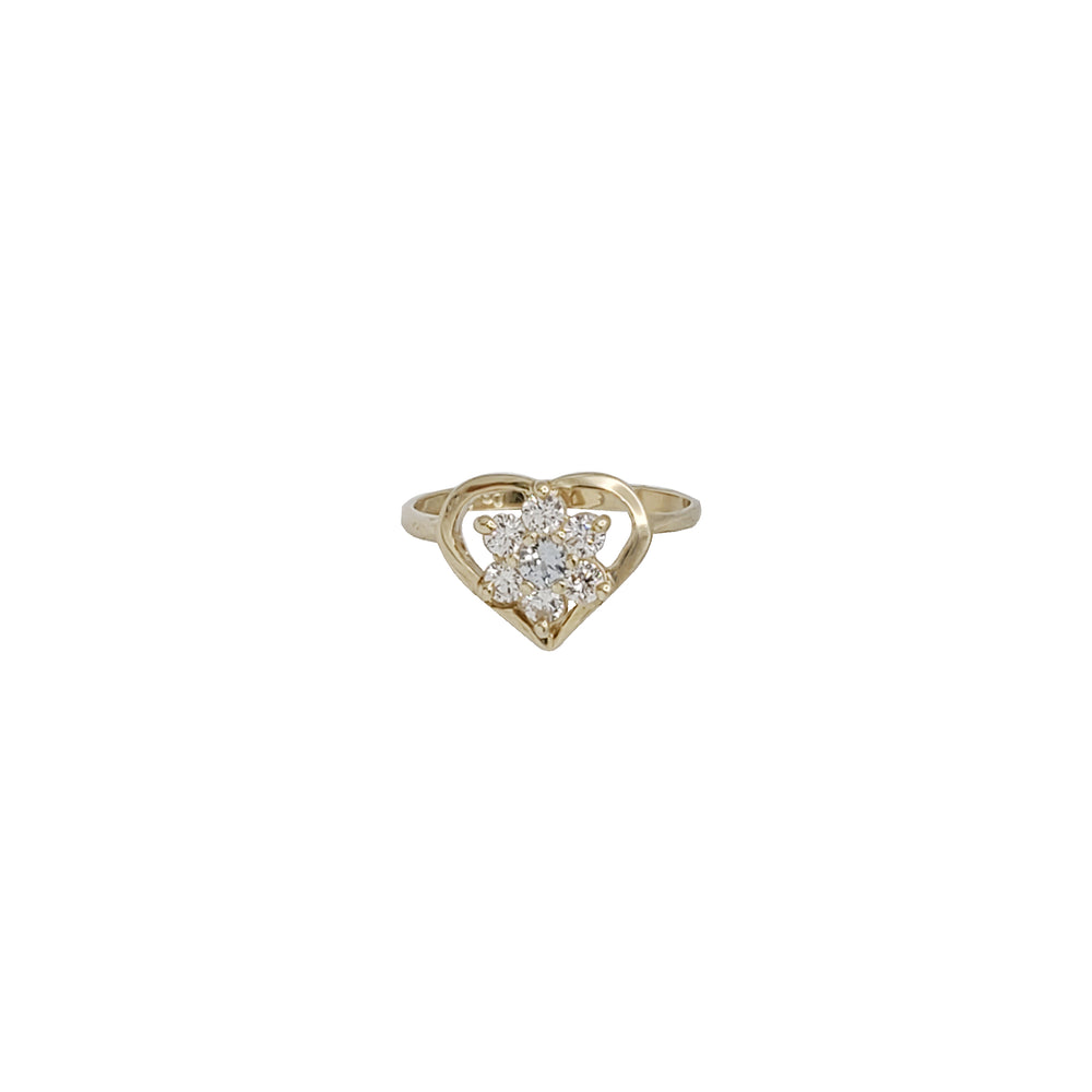 Heart With Flower  Ring (14K)