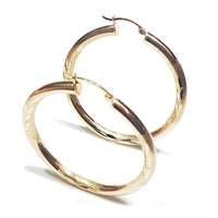 Yellow Gold Diamond Cut Hoop earrings (14K)