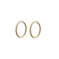 Square Texture Hoop Earrings (14K)