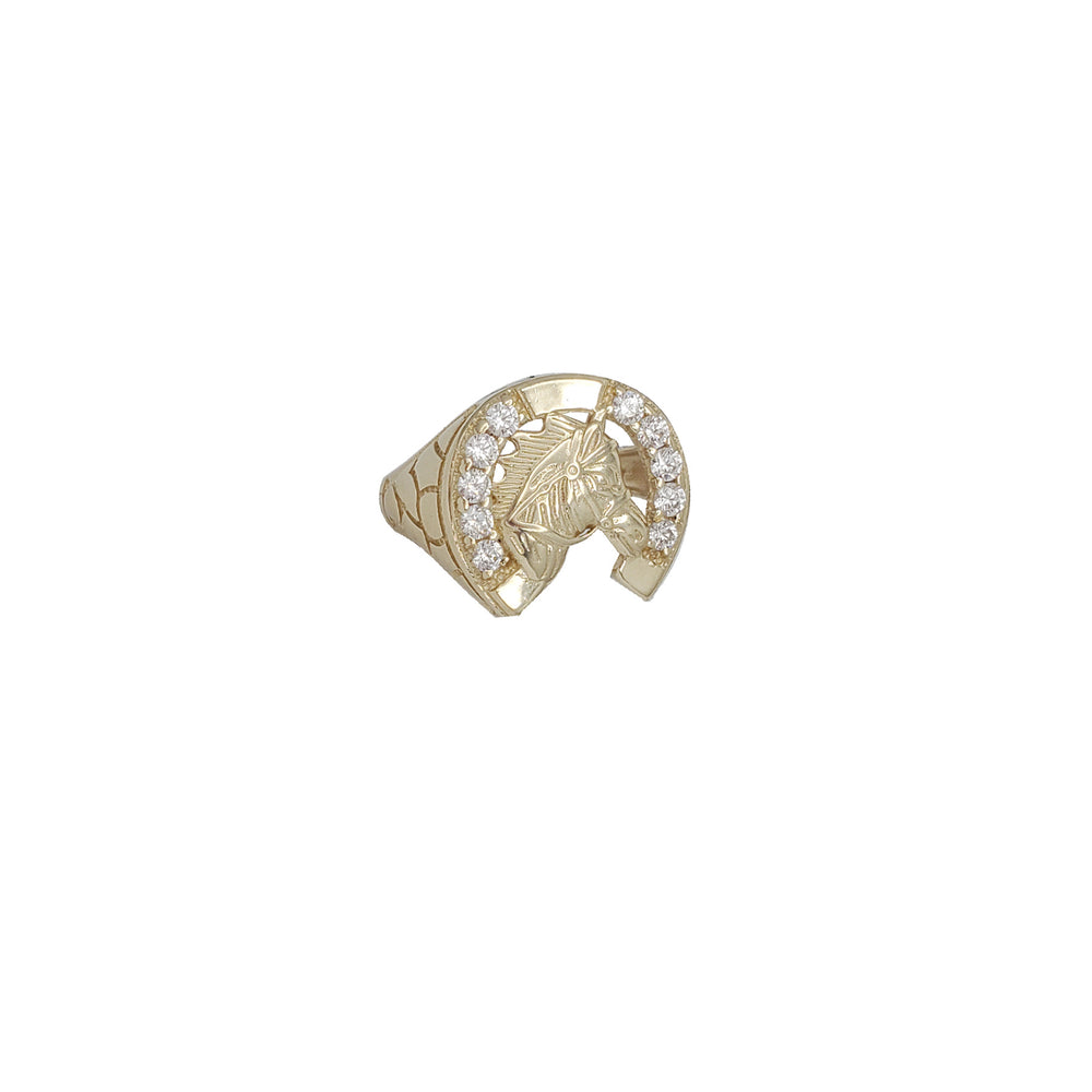 Horse Shoe Head CZ Ring (14K)