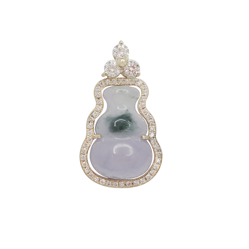 Diamond  Jade Gourd Pendant (14K)