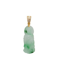 Diamond Green Jade Guanyin Pendant (14K)