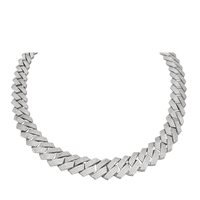 Iced Out Monaco Edged Chain (Silver)