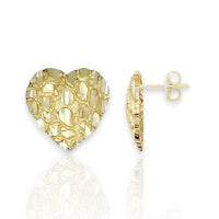 Diamond-Cut Heart Shaped Nugget Earrings (10K)