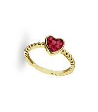 CZ Heart Beaded Ring (14K)