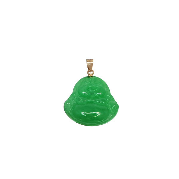 Green Jade  Buddha Pendant (14K)