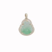 Diamond Jade Buddha Pendant (14K)