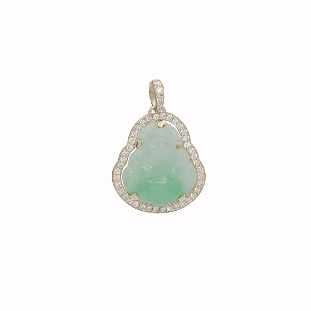 Diamond Jade Buddha Pendant (14K)