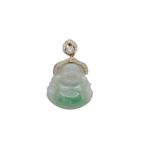 Jade Buddha Diamond Pendant (14K)