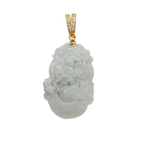 Diamond Jade Dragon  Pendant (14K)