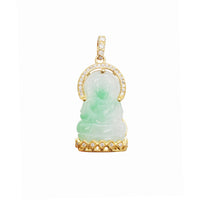 Jade Guan Yin “观音” Diamond Pendant (14K)