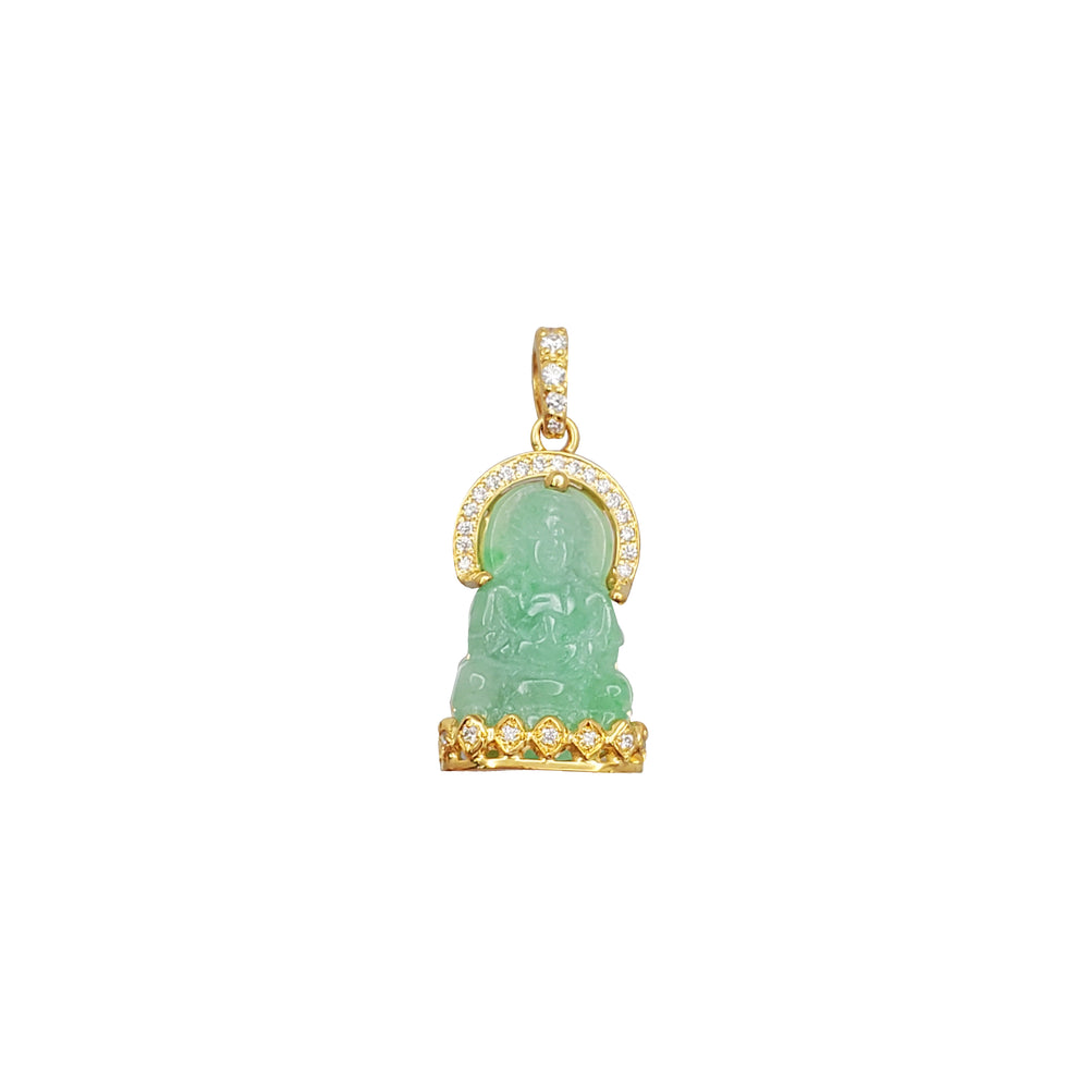 Jade Guan Yin “观音” Diamond Pendant (14K)
