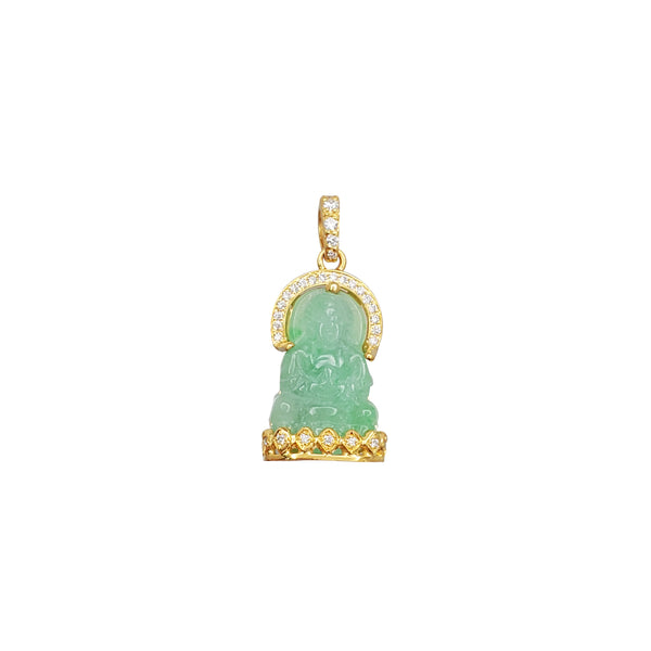 Jade Guan Yin “观音” Diamond Pendant (14K)