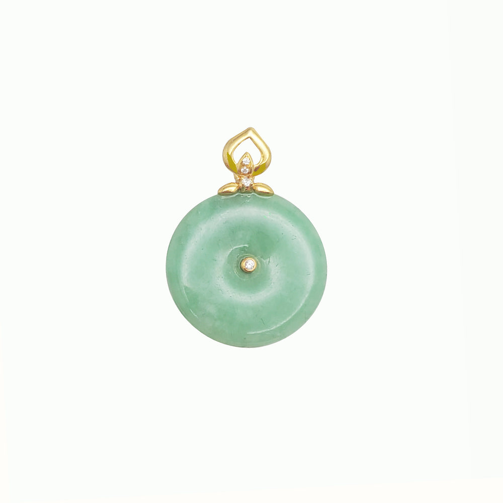 Round Jade Diamond Bail Pendant (14k)