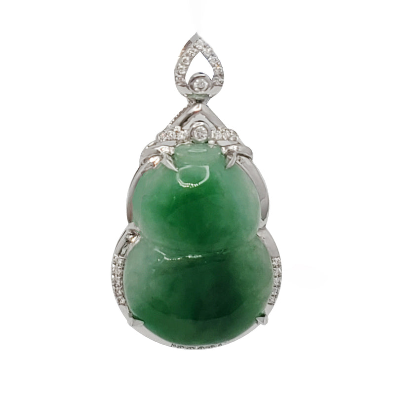 Diamond Jade Gourd Pendant (18K)