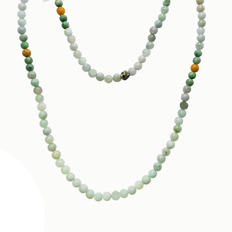 3rows freshwater pearl white near round 7-8mm &green jade round necklace  80cm - AliExpress