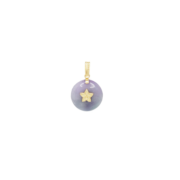 Star Jade Purple Round Pendant (14K).