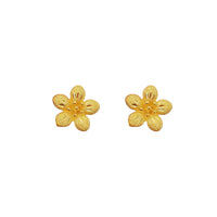 Glitter Textured Jasmine Flower Stud Earring (24K)