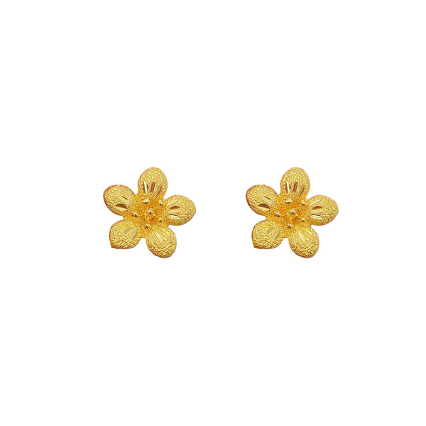 Glitter Textured Jasmine Flower Stud Earring (24K)