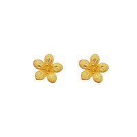 Glitter Textured Jasmine Flower Stud Earring (24K)