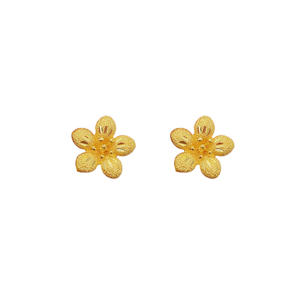 Glitter Textured Jasmine Flower Stud Earring (24K)