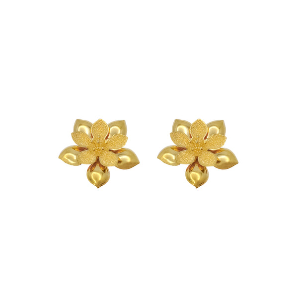 Shiny Laser Cut Jasmine Flower Stud Earring (24K)