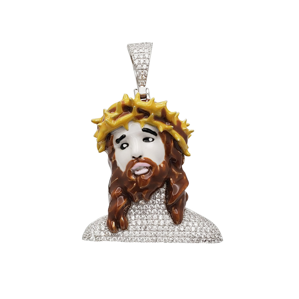 Colorful-Enameled Jesus Pendant (Silver)