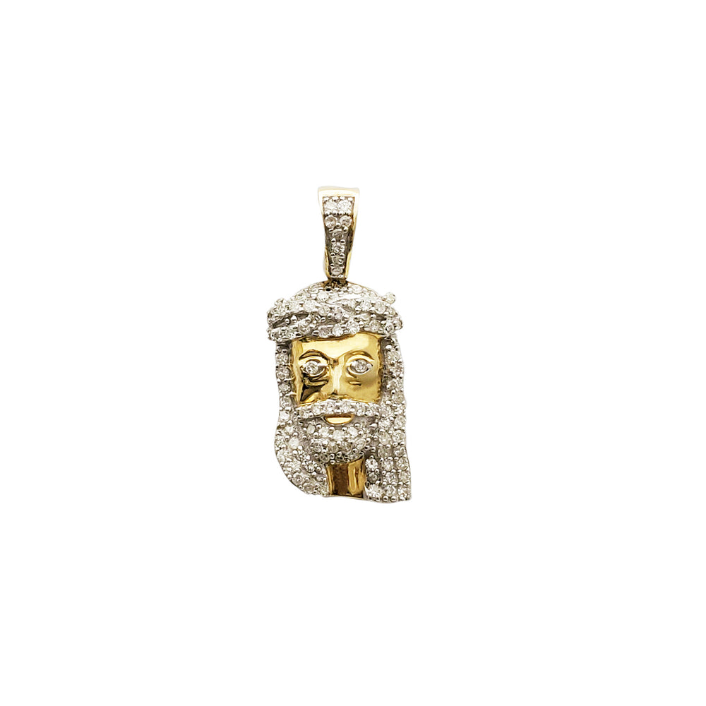 Yellow Gold Diamond Jesus Head Pendant (14K)