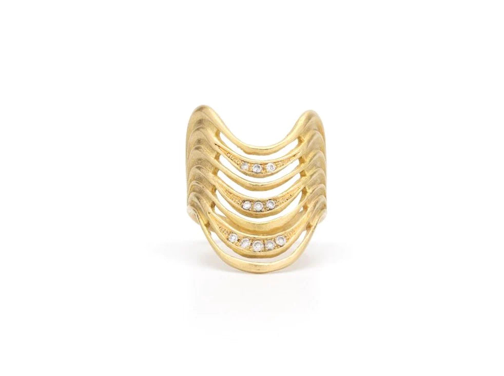 Cubic Zirconia Wave Ring (18K)