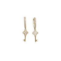 Hanging Key CZ Huggie Earrings (14K)