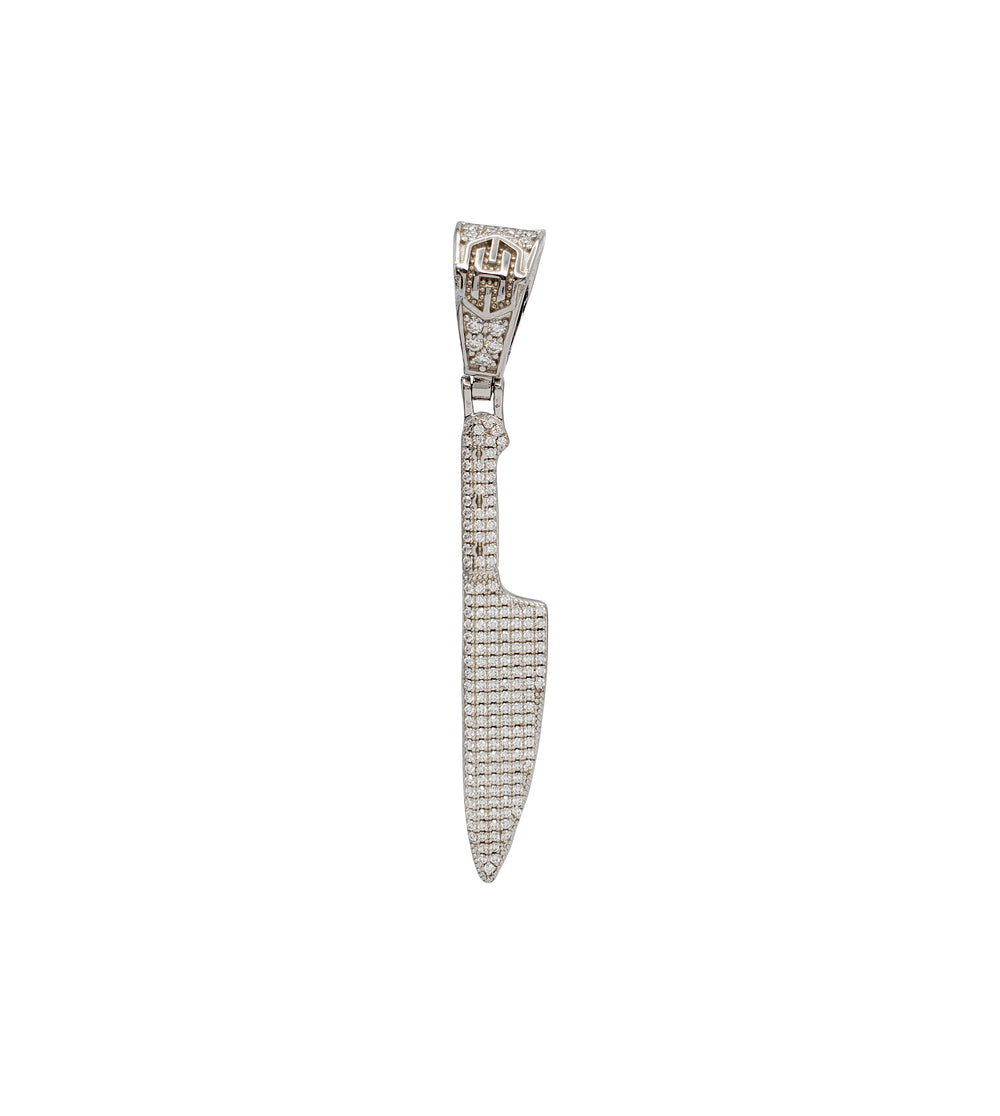 Cubic Zirconia Knife Pendant (Silver)