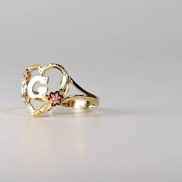 Heart & Flower Accent Initial/Letter Ring (14K)