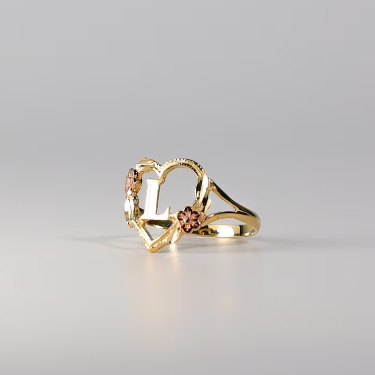 Heart & Flower Accent Initial/Letter Ring (14K)