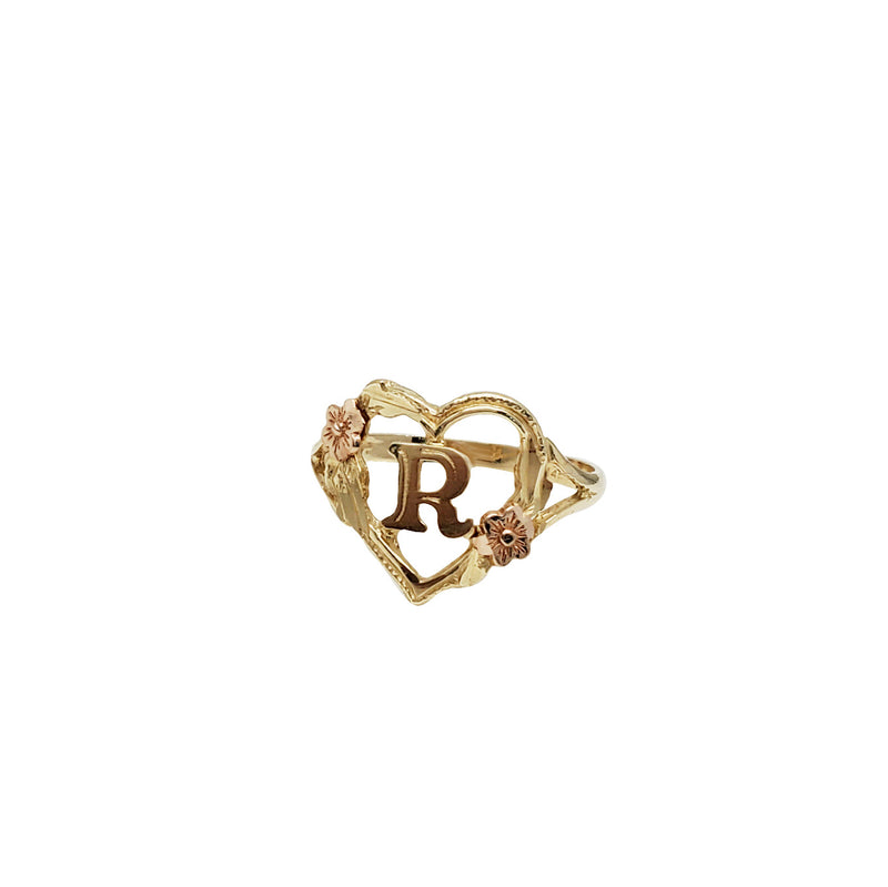 Heart & Flower Accent Initial/Letter Ring (14K)