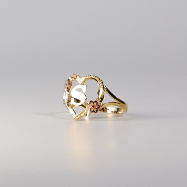 Heart & Flower Accent Initial/Letter Ring (14K)