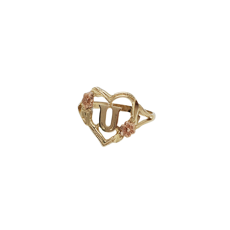 Heart & Flower Accent Initial/Letter Ring (14K)