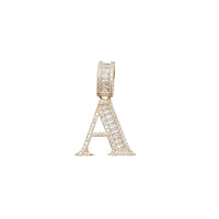 Zirconia Baguettes Initial Letter Pendant (14K)
