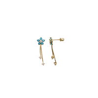 Cubic Zirconia Flower Stud Earrings (14K)