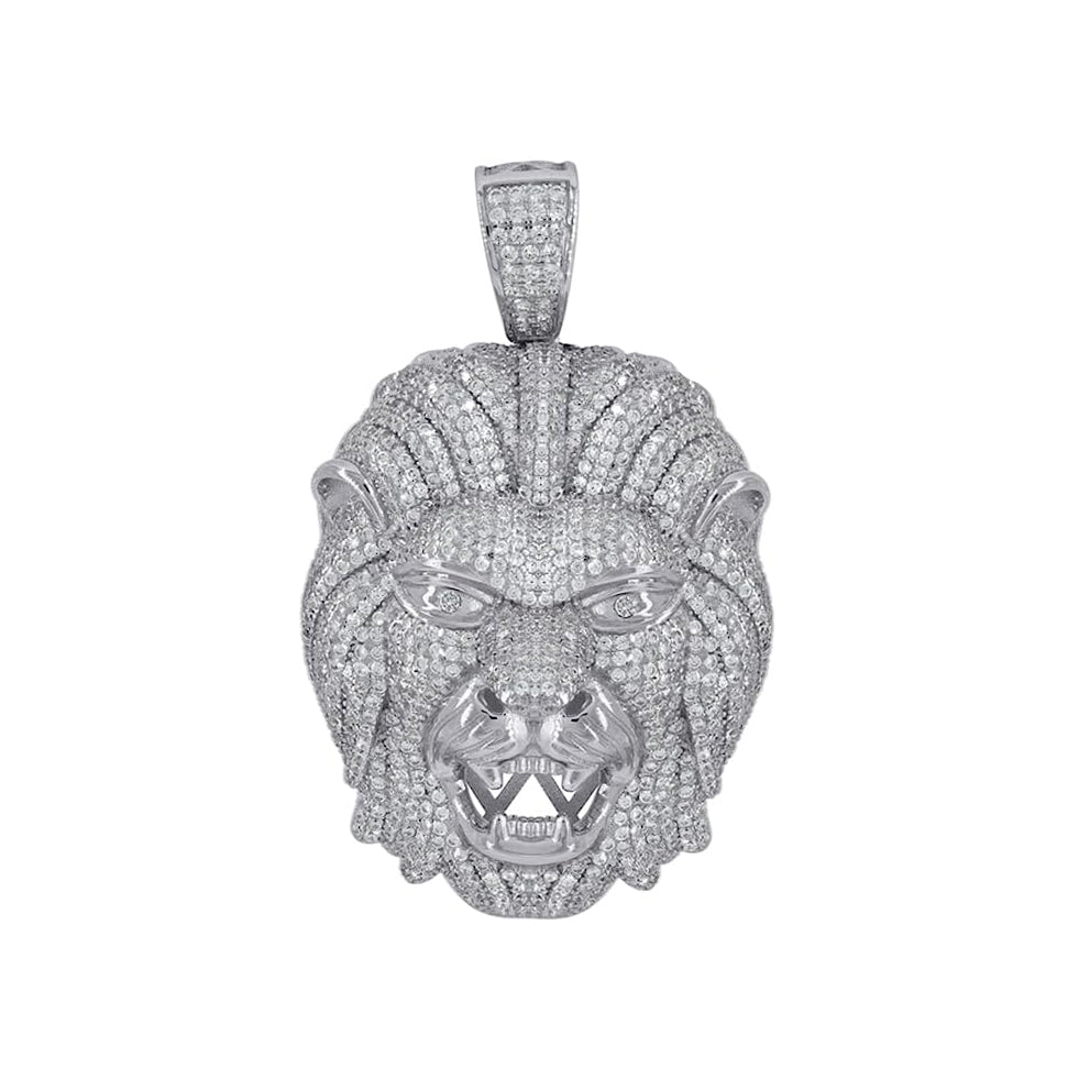 Lion Head CZ Pendant (Silver)