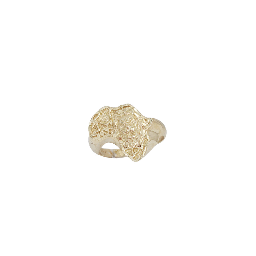 Africa Map Lion Head Ring (14K)