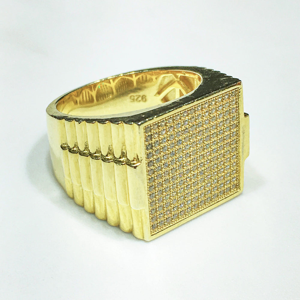 Iced-Out Rolex-Style Ring (Silver)